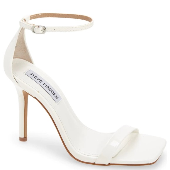 Steve Madden - Shaye - Ankle Strap Sandal Heels - White Patent - Picture 2 of 5